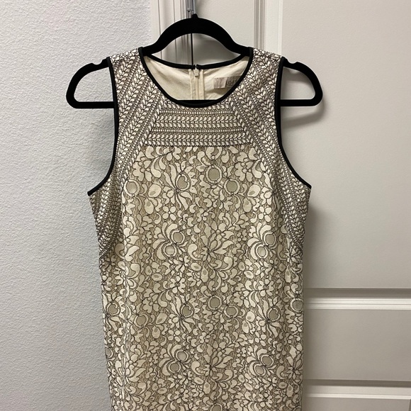 Cream & Black Lace Ann Taylor Loft Dress - Picture 1 of 3